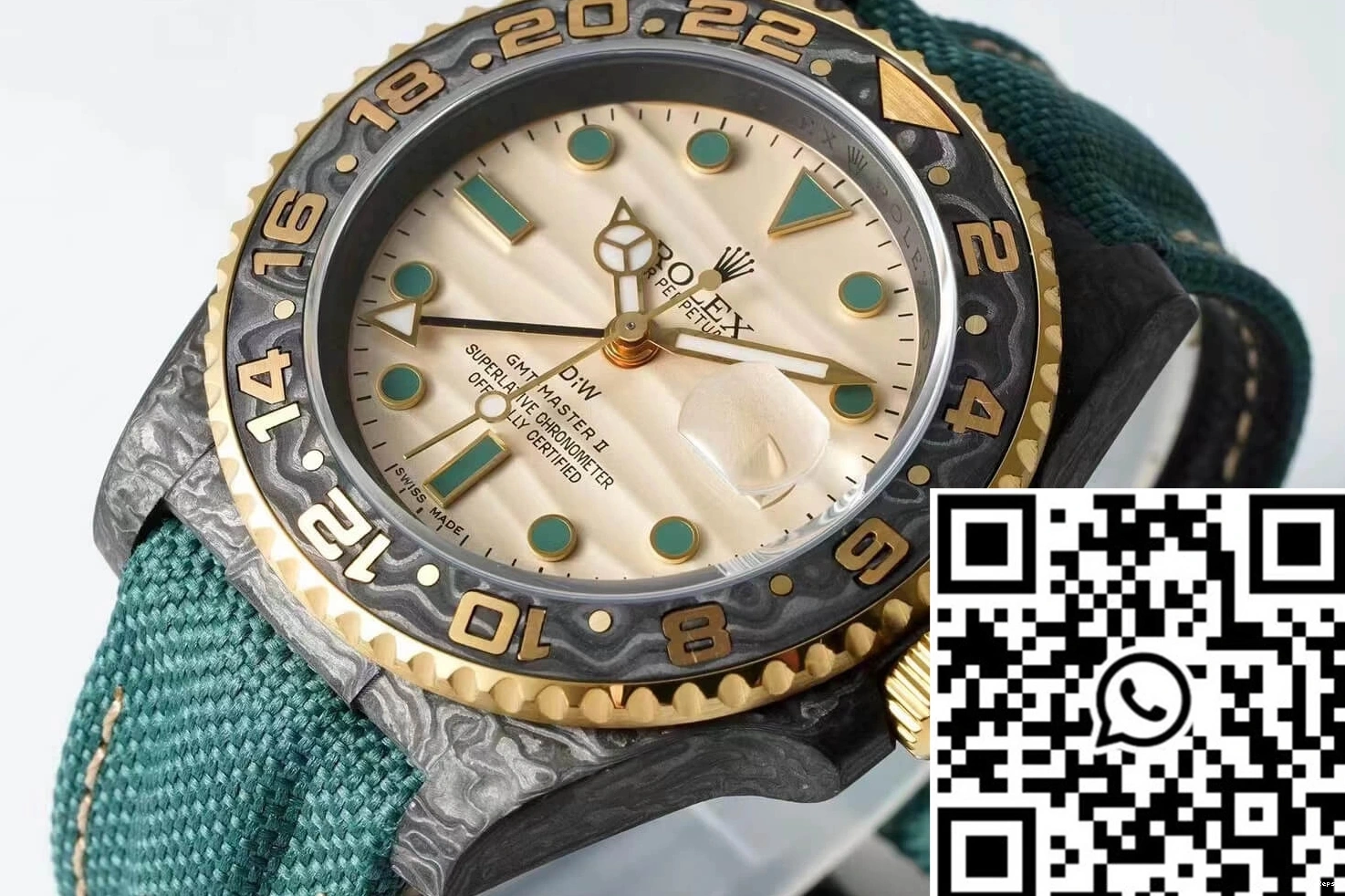 Fabric GMT-MASTER Strap Diw II Green Fiber Carbon Rolex Case 0418